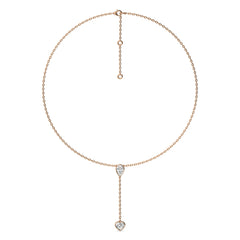 2 CT. Classic Pear and Heart Twin Natural Diamond Lariat Necklace