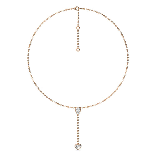 2 CT. Classic Pear and Heart Twin Natural Diamond Lariat Necklace