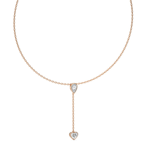 2 CT. Classic Pear and Heart Twin Lab Created Diamond Lariat Necklace