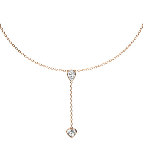 2 CT. Classic Pear and Heart Twin Lab Created Diamond Lariat Necklace