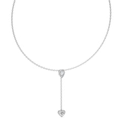 2 CT. Classic Pear and Heart Twin Lab Created Diamond Lariat Necklace