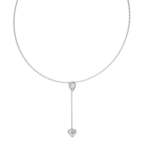 2 CT. Classic Pear and Heart Twin Lab Created Diamond Lariat Necklace