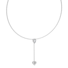 2 CT. Classic Pear and Heart Twin Lab Created Diamond Lariat Necklace