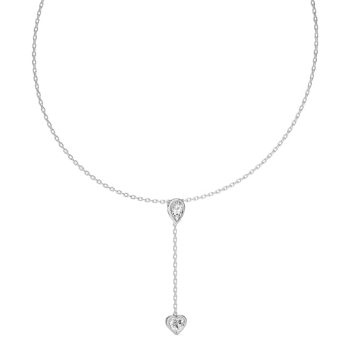 2 CT. Classic Pear and Heart Twin Lab Created Diamond Lariat Necklace