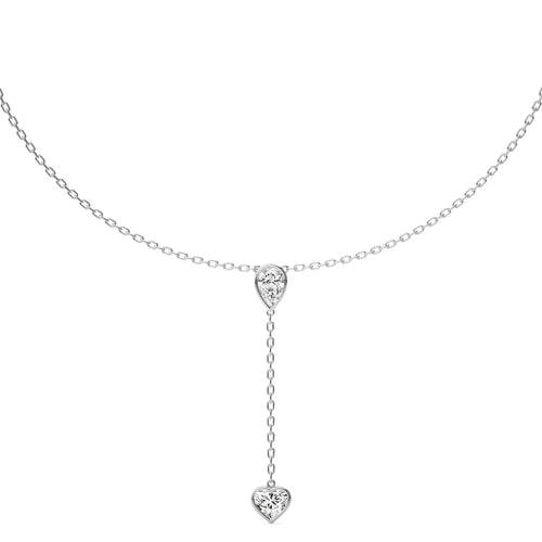 2 CT. Classic Pear and Heart Twin Lab Created Diamond Lariat Necklace