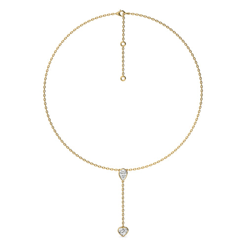 2 CT. Classic Pear and Heart Twin Lab Created Diamond Lariat Necklace