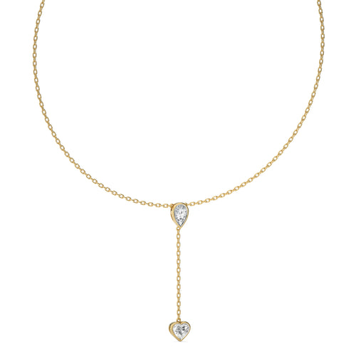 2 CT. Classic Pear and Heart Twin Lab Created Diamond Lariat Necklace