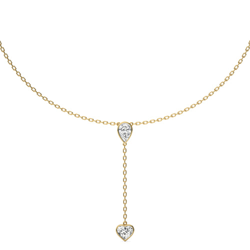 2 CT. Classic Pear and Heart Twin Lab Created Diamond Lariat Necklace
