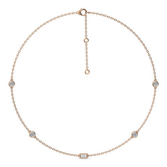 1 CT. Zenith Baguette and Round Bezel Lab Created Diamond by the Yard Necklace