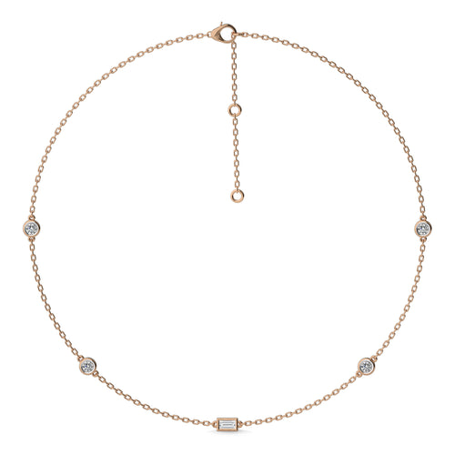 1 CT. Zenith Baguette and Round Bezel Lab Created Diamond by the Yard Necklace