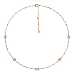 1 CT. Zenith Baguette and Round Bezel Lab Created Diamond by the Yard Necklace