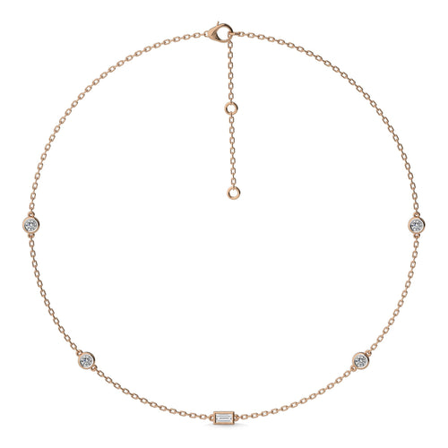 1 CT. Zenith Baguette and Round Bezel Lab Created Diamond by the Yard Necklace