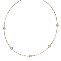 1 CT. Zenith Baguette and Round Bezel Lab Created Diamond by the Yard Necklace