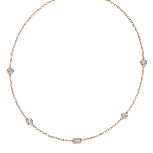 1 CT. Zenith Baguette and Round Bezel Lab Created Diamond by the Yard Necklace