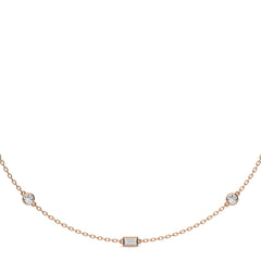 1 CT. Zenith Baguette and Round Bezel Lab Created Diamond by the Yard Necklace