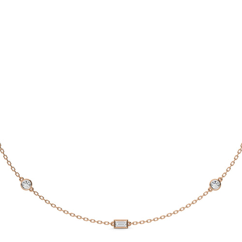 1 CT. Zenith Baguette and Round Bezel Lab Created Diamond by the Yard Necklace