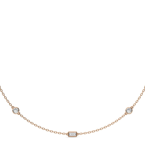 1 CT. Zenith Baguette and Round Bezel Lab Created Diamond by the Yard Necklace