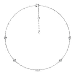1 CT. Zenith Baguette and Round Bezel Lab Created Diamond by the Yard Necklace