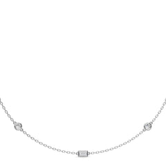 1 CT. Zenith Baguette and Round Bezel Lab Created Diamond by the Yard Necklace