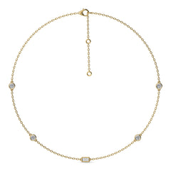1 CT. Zenith Baguette and Round Bezel Lab Created Diamond by the Yard Necklace