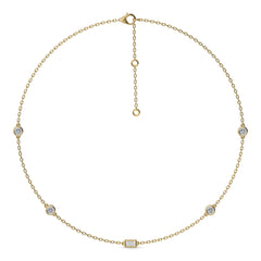1 CT. Zenith Baguette and Round Bezel Lab Created Diamond by the Yard Necklace