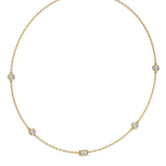 1 CT. Zenith Baguette and Round Bezel Lab Created Diamond by the Yard Necklace