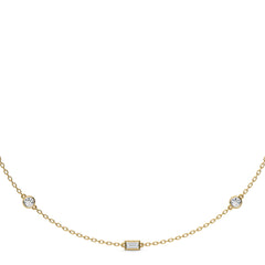 1 CT. Zenith Baguette and Round Bezel Lab Created Diamond by the Yard Necklace
