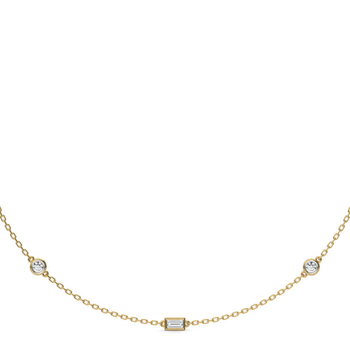 1 CT. Zenith Baguette and Round Bezel Lab Created Diamond by the Yard Necklace