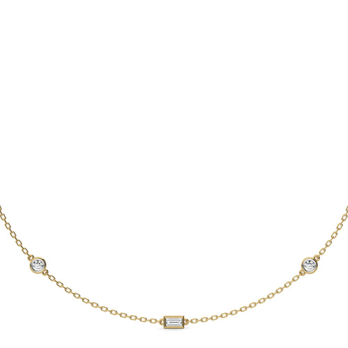 1 CT. Zenith Baguette and Round Bezel Lab Created Diamond by the Yard Necklace