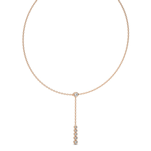 1/2 CT. Zephyr Round Bezel Lab Created Diamond Y Necklace