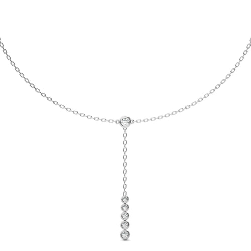 1/2 CT. Zephyr Round Bezel Lab Created Diamond Y Necklace