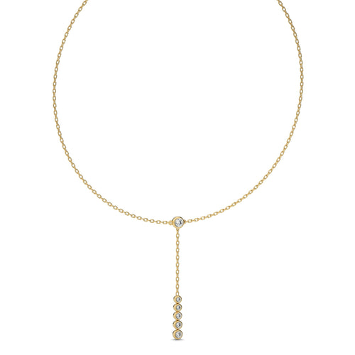 1/2 CT. Zephyr Round Bezel Lab Created Diamond Y Necklace