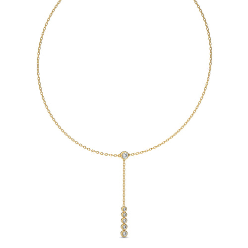 1/2 CT. Zephyr Round Bezel Lab Created Diamond Y Necklace