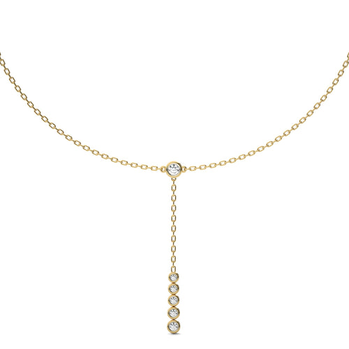 1/2 CT. Zephyr Round Bezel Lab Created Diamond Y Necklace