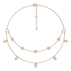 1 CT. Double Layered Five Motifs Marquise and Round Station Necklace