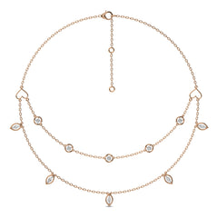 1 CT. Double Layered Five Motifs Marquise and Round Lab Created Diamond Station Necklace