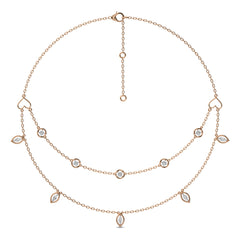 1 CT. Double Layered Five Motifs Marquise and Round Station Necklace