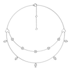 1 CT. Double Layered Five Motifs Marquise and Round Station Necklace