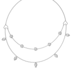 1 CT. Double Layered Five Motifs Marquise and Round Station Necklace