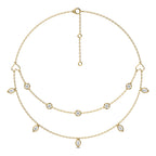 1 CT. Double Layered Five Motifs Marquise and Round Station Necklace