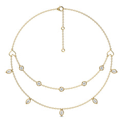 1 CT. Double Layered Five Motifs Marquise and Round Station Necklace