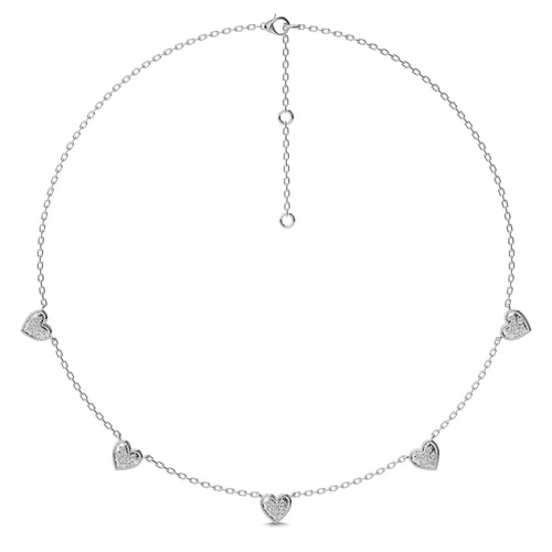 1/2 CT. Graceful Heart Shapes Round Lab Created Diamond by the yard Necklace