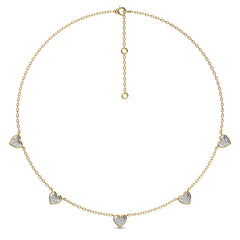 1/2 CT. Graceful Heart Shapes Round Lab Created Diamond by the yard Necklace