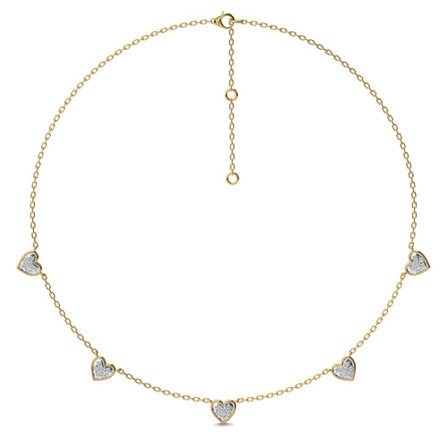 1/2 CT. Graceful Heart Shapes Round Lab Created Diamond by the yard Necklace