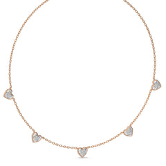 1/2 CT. Graceful Heart Shapes Round Natural Diamond by the yard Necklace