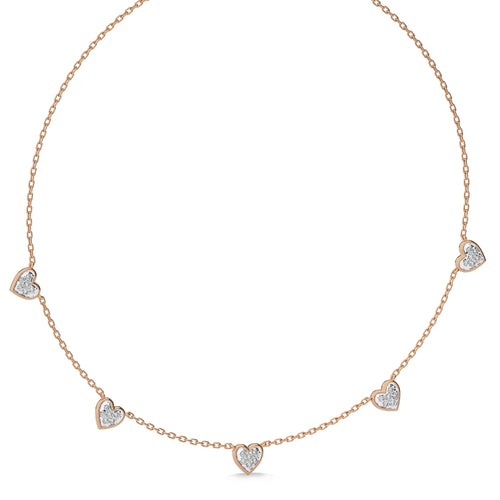 1/2 CT. Graceful Heart Shapes Round Natural Diamond by the yard Necklace