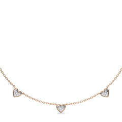 1/2 CT. Graceful Heart Shapes Round Natural Diamond by the yard Necklace