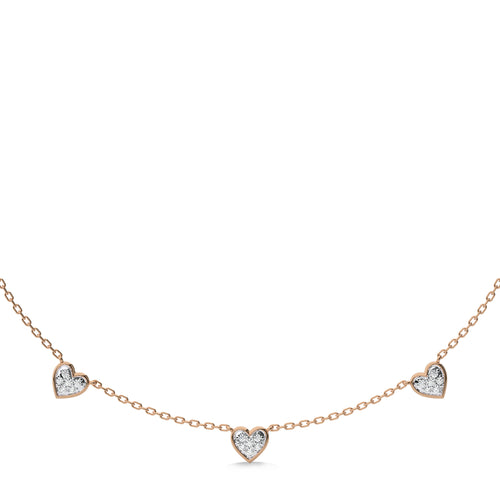 1/2 CT. Graceful Heart Shapes Round Natural Diamond by the yard Necklace