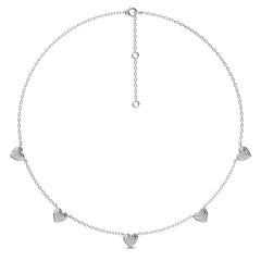 1/2 CT. Graceful Heart Shapes Round Natural Diamond by the yard Necklace