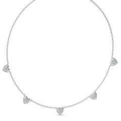 1/2 CT. Graceful Heart Shapes Round Natural Diamond by the yard Necklace